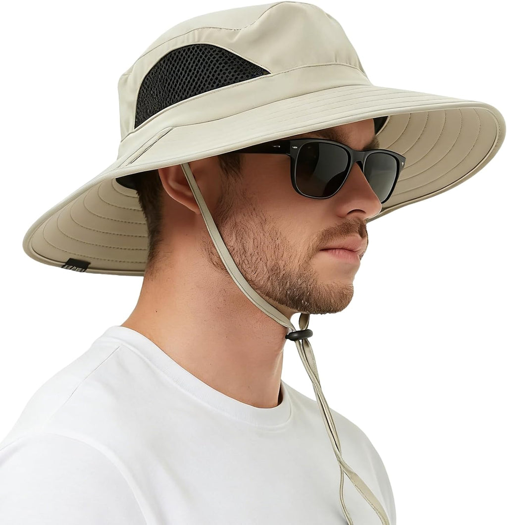 Wide Brim Sun Bucket Hat, Waterproof Boonie Hat for Men & Women