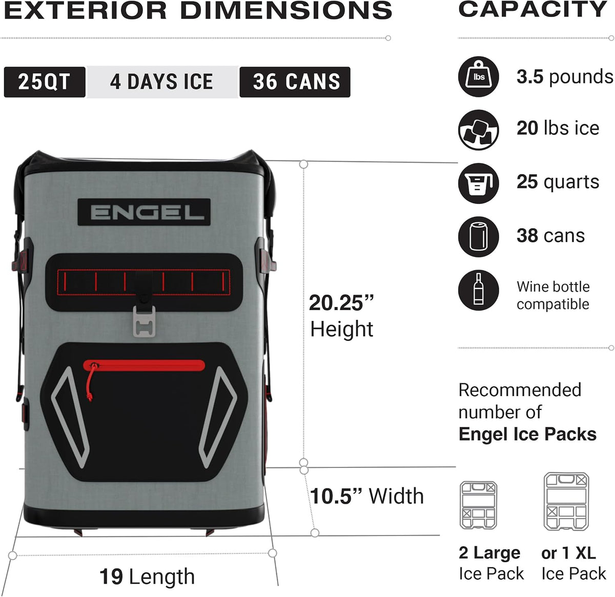 Engel BP25 25 Quart Roll-Top High Performance Backpack Cooler