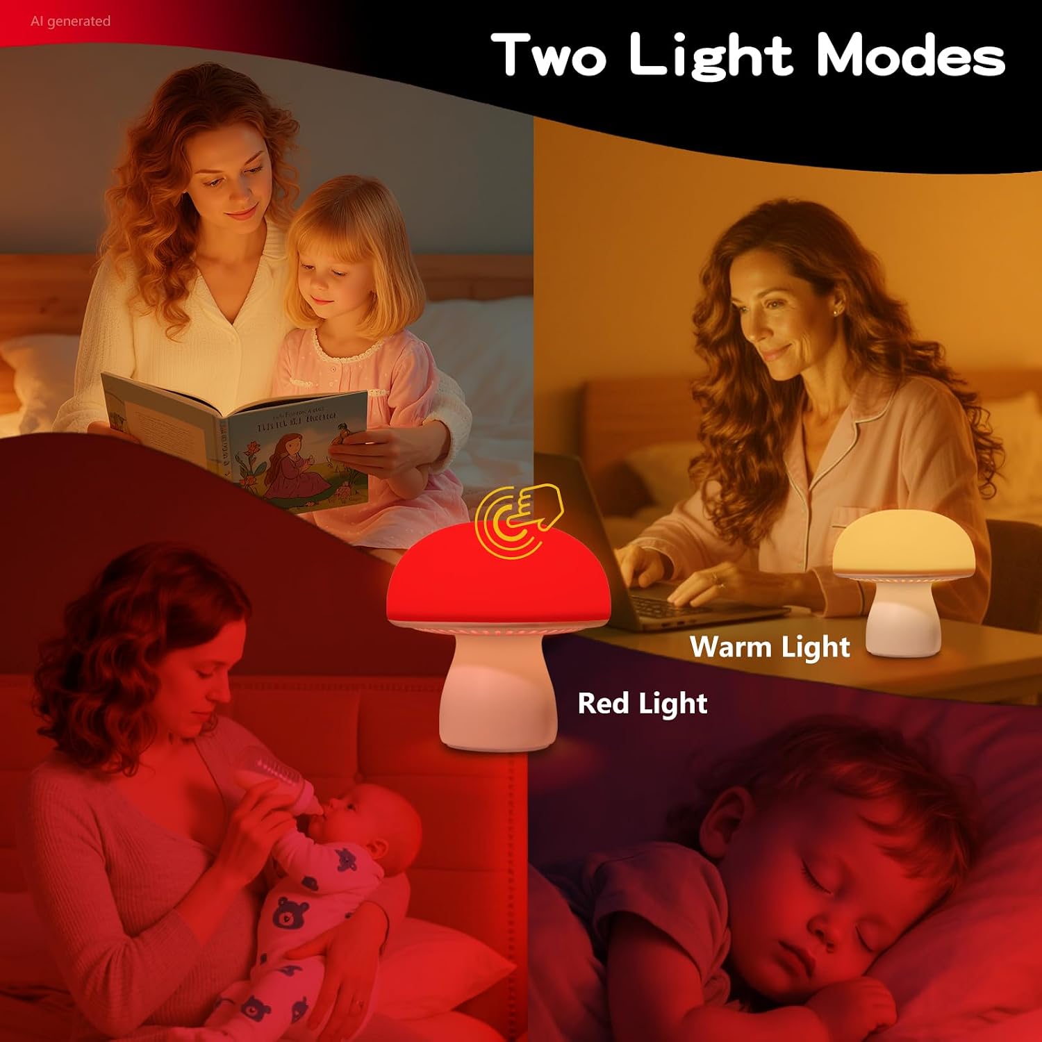 Red Light Therapy Lamp, Dimmable Red Night Light for Bedroom Sleep