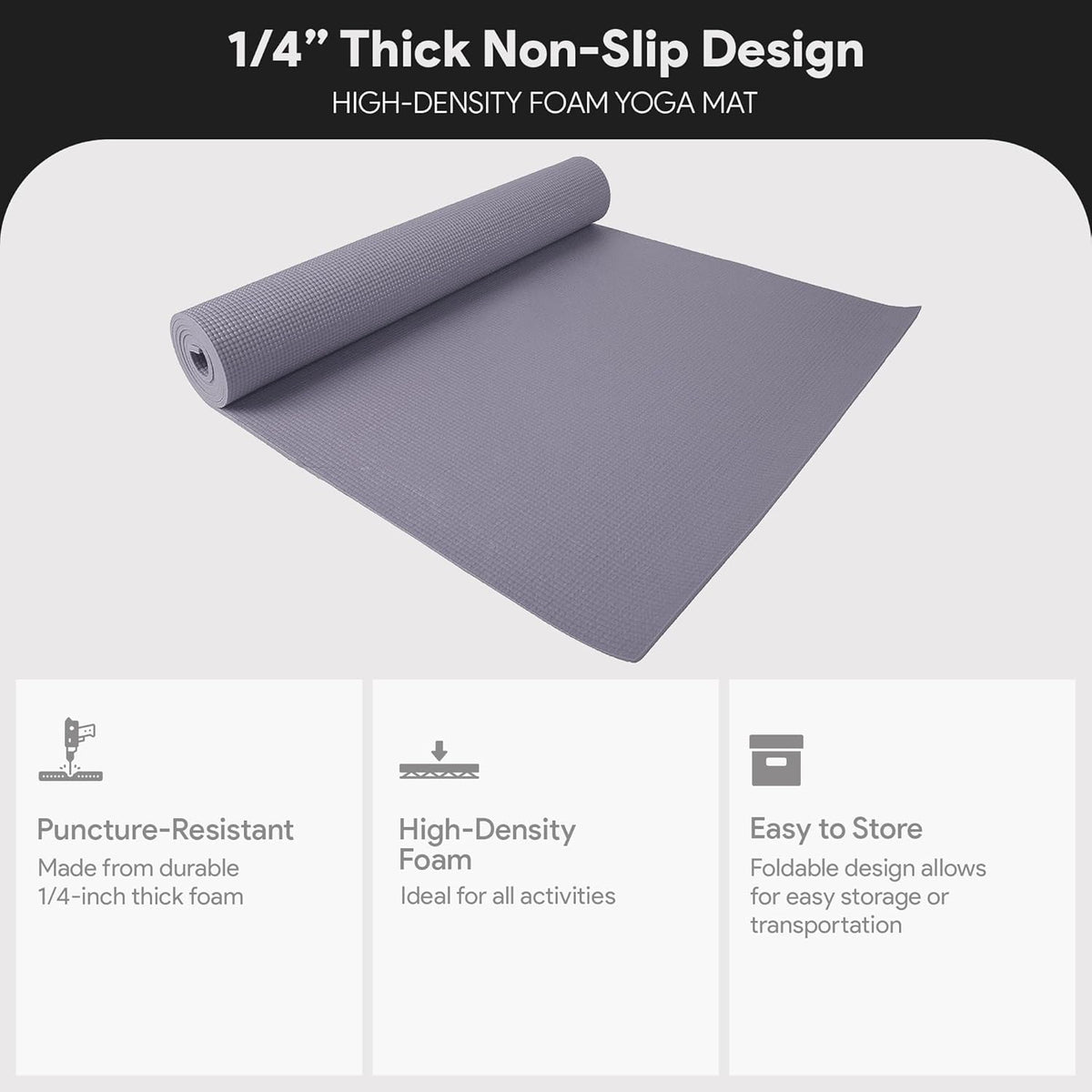 Fitvids All Purpose 1/4-Inch High Density Anti-Tear Exercise Yoga Mat with Carrying Strap with Optional Yoga Blocks, Multiple Colors