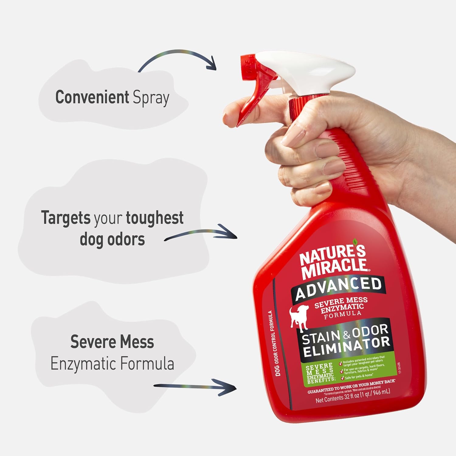 Nature’s Miracle Advanced Dog Stain & Odor Eliminator, Severe Mess, 32 oz