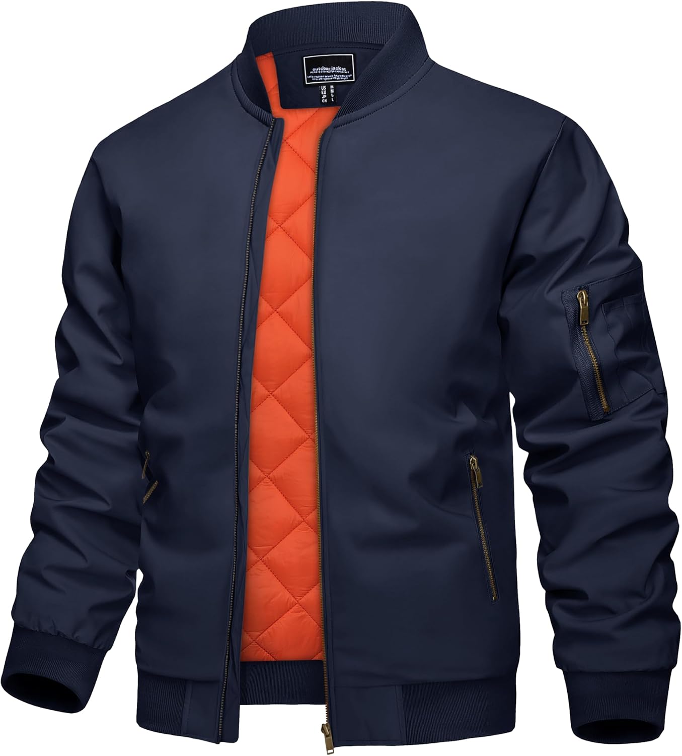 KEFITEVD Men's Bomber Jackets Winter Windbreaker Warm Full Zip Casual Coats
