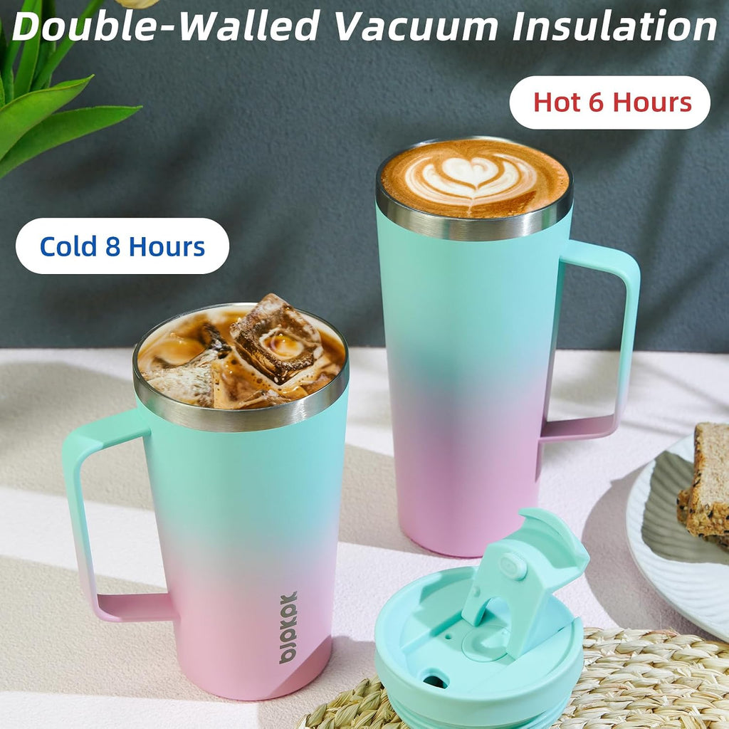 BJPKPK 30oz Insulated Tumbler with Handle, Lid & Straw, Stainless Steel