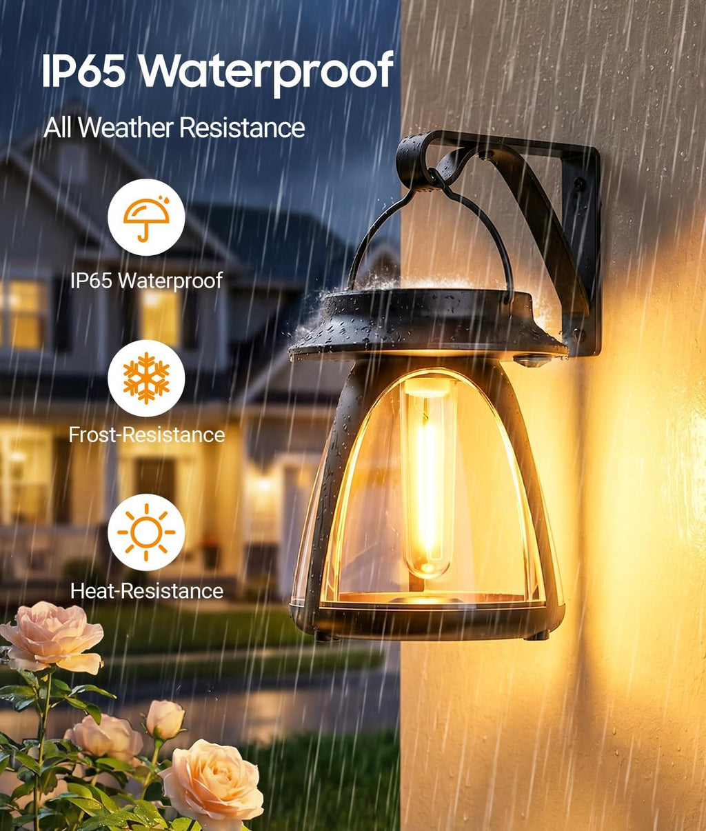 BUCASA Outdoor Hanging Solar Lanterns, IP65, 2 Brightness Modes, 4 Pack