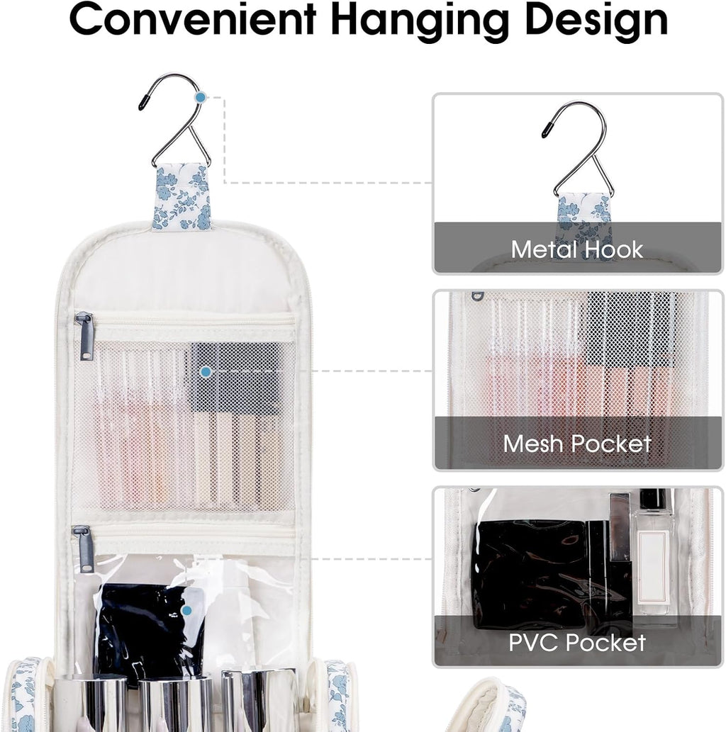 Narwey Hanging Toiletry Bag for Women Travel Makeup Bag Organizer Toiletries Bag for Cosmetics Essentials Accessories