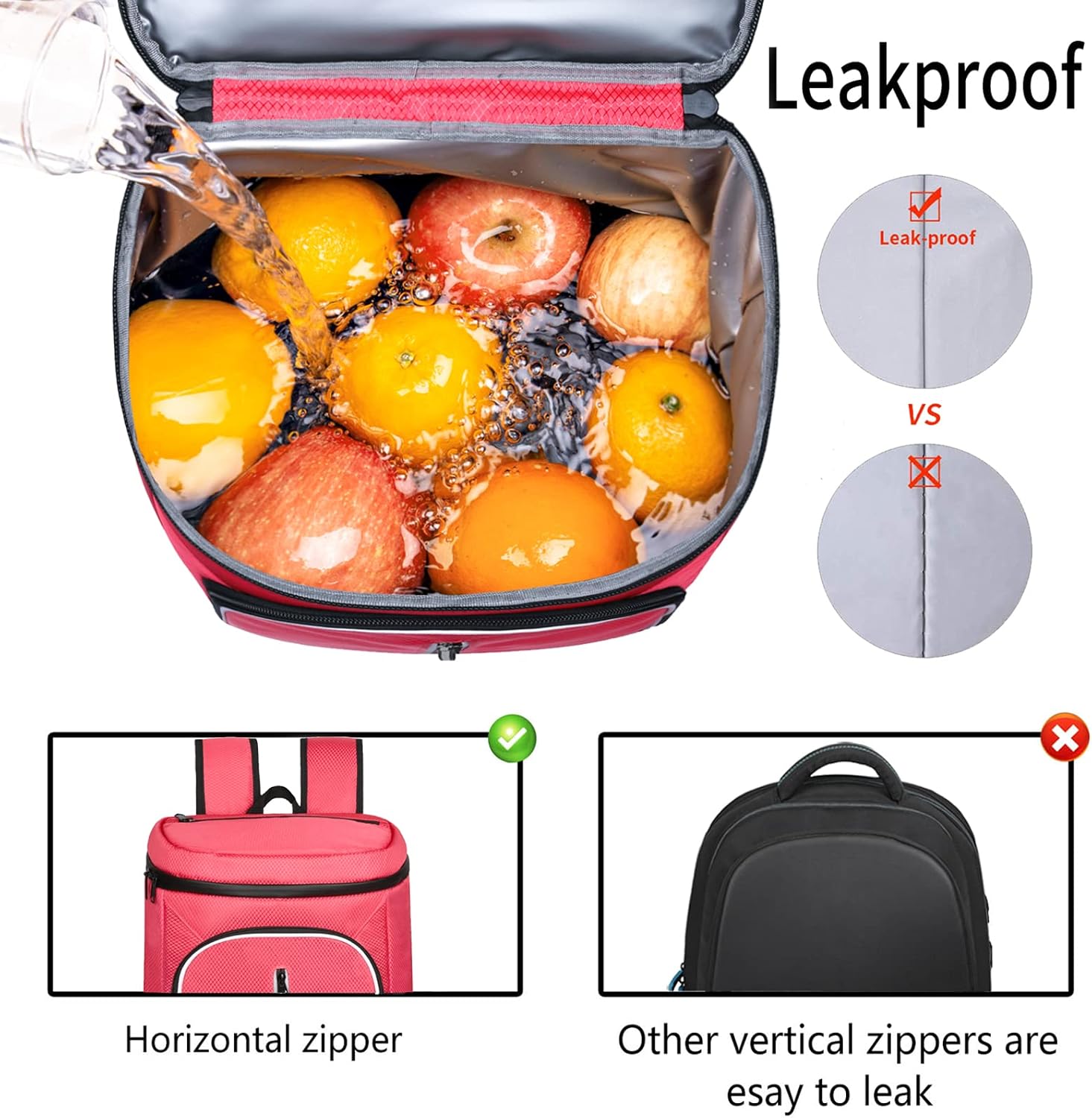 FORICH Soft Cooler Backpack Insulated Waterproof Backpack Cooler Bag Leak Proof Portable Small Cooler Backpacks to Work Lunch Travel Beach Camping Hiking Picnic Fishing Beer for Men Women