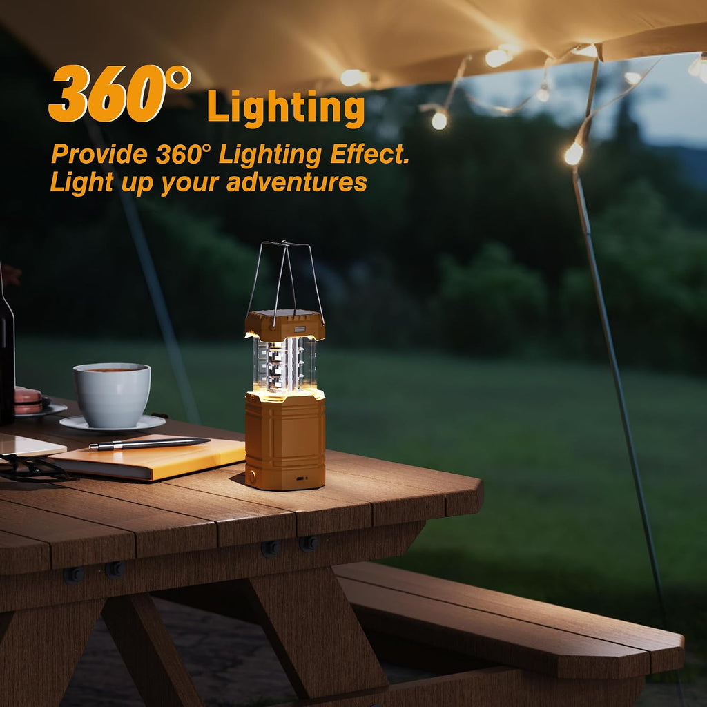 Electric LED Camping Lantern, Portable 3000mAh Solar Hand Crank Flashlight