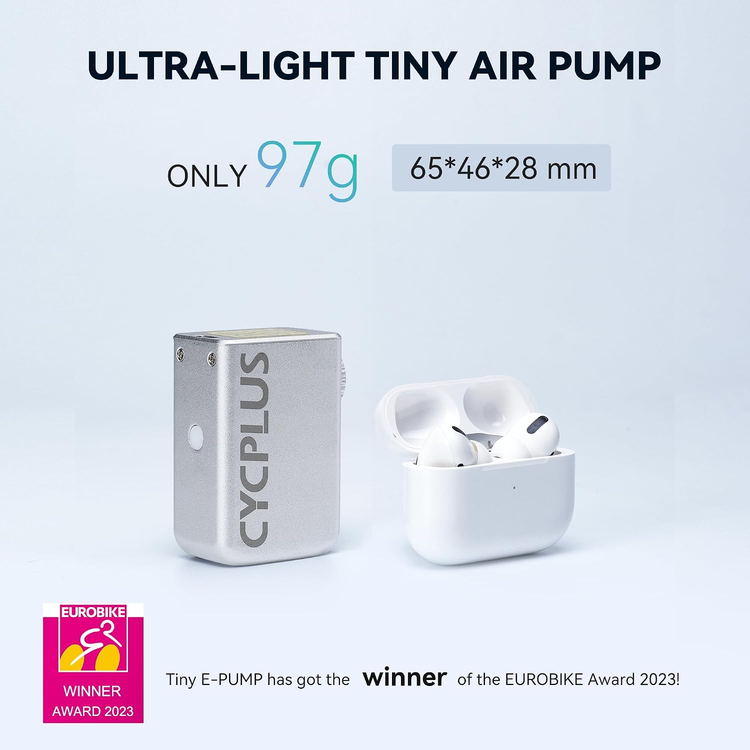 CYCPLUS Tiny E-Pump Bike Pump, AS2, 97g, Aluminum Alloy Shell, No Display