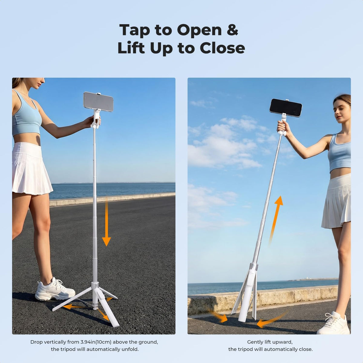 K&F CONCEPT 72" Selfie Stick for iPhone, Phone Tripod with Light