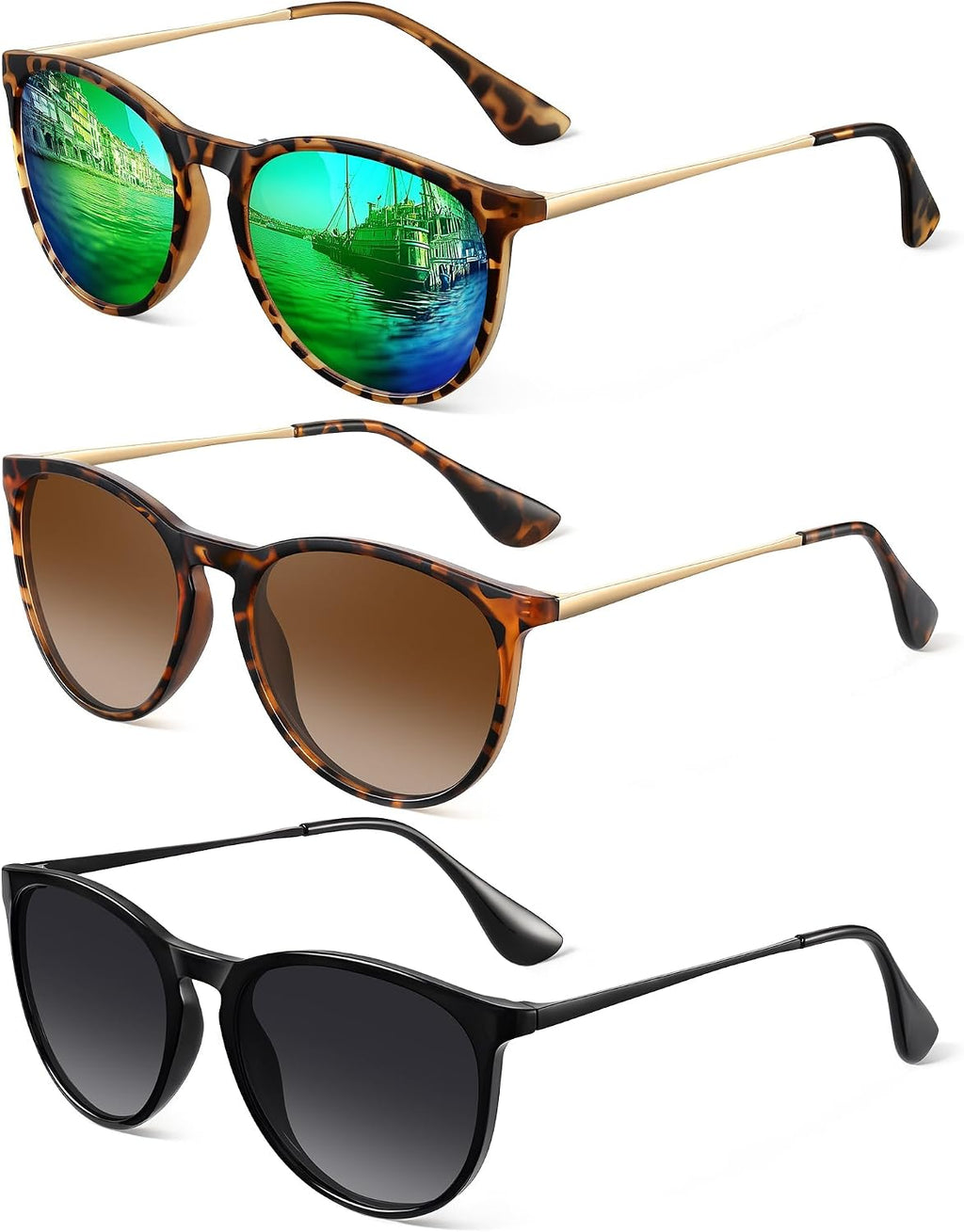 Polarized Round Sunglasses for Women Men with UV Protection