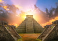 5x3ft Fabric Maya Chichen Itza Pyramid Backdrop for Photography Sunset Ancient Mayan Architecture Ruins Mexico Culture Historical Building Scenic Background Travel Party Photo Booth Props