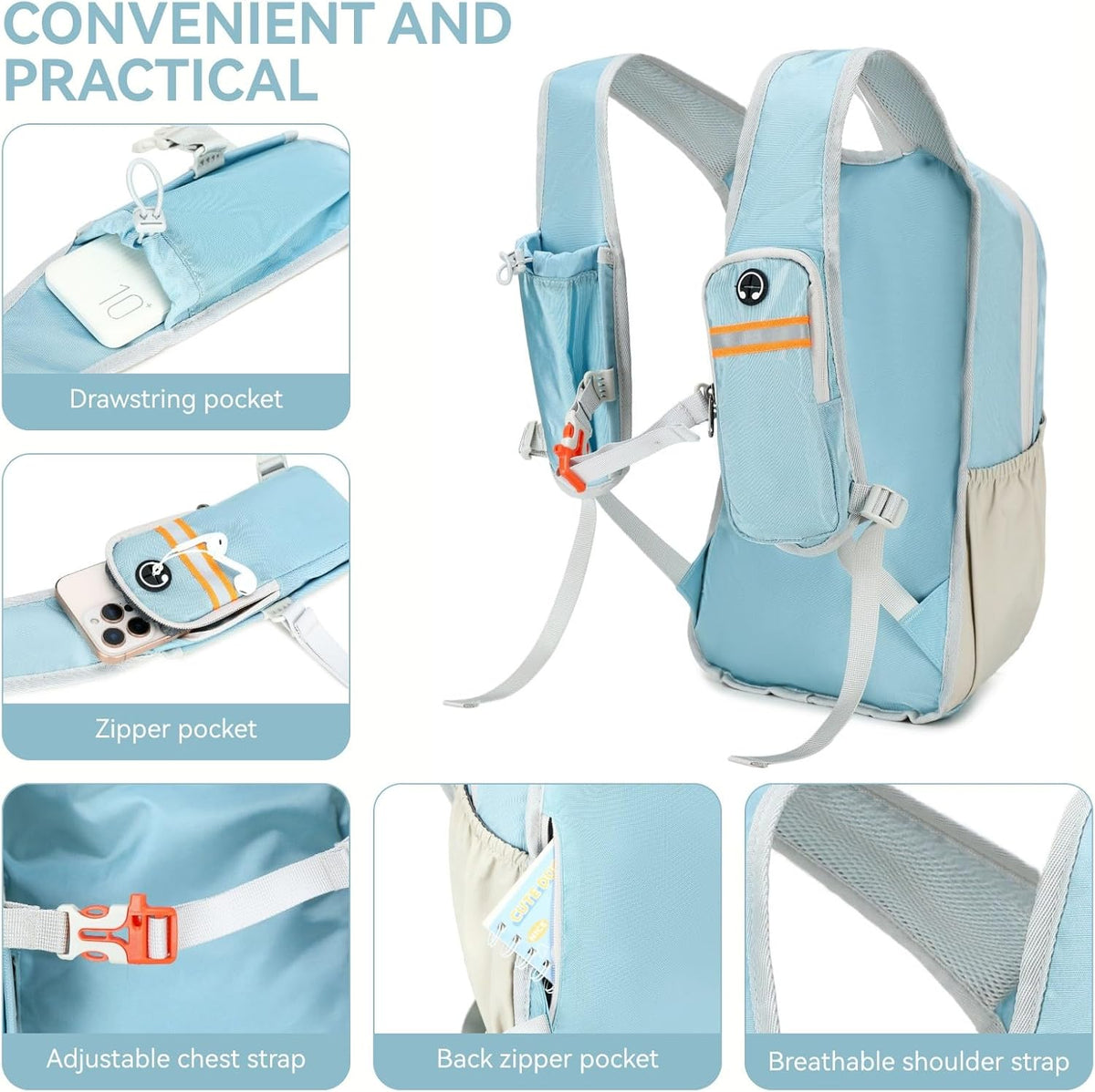15L Small Hiking Backpack for Women Men Lightweight Packable Backpack Foldable Casual Daypack for Camping Travel Outdoor, Blue