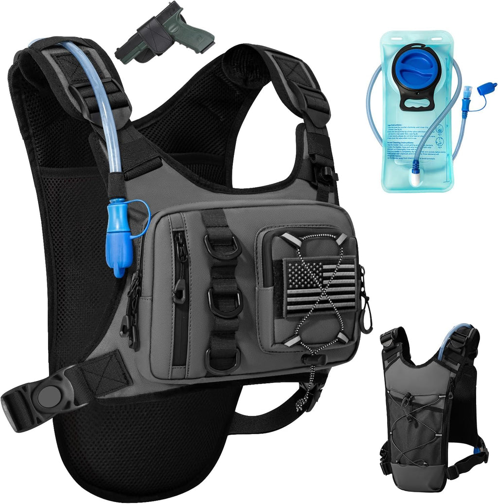 Outdoor Hydration Vest for Running & Hiking, Lightweight Breathable Water Backpack with 2.0L Bladder, Bounce-Free Chest Pack for Marathon, Cycling, Trekking for Men and Women