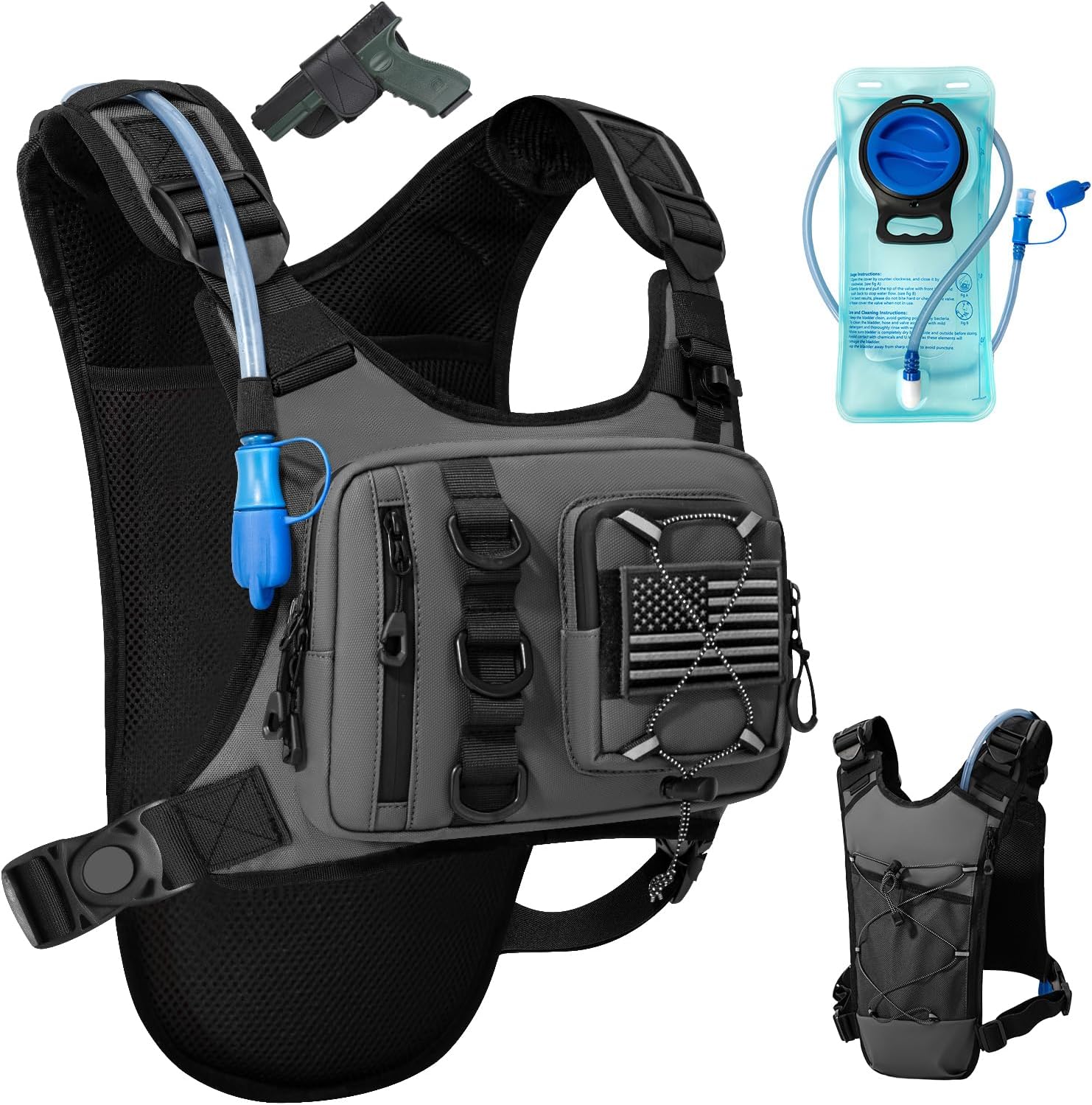 Outdoor Hydration Vest for Running & Hiking, Lightweight Breathable Water Backpack with 2.0L Bladder, Bounce-Free Chest Pack for Marathon, Cycling, Trekking for Men and Women