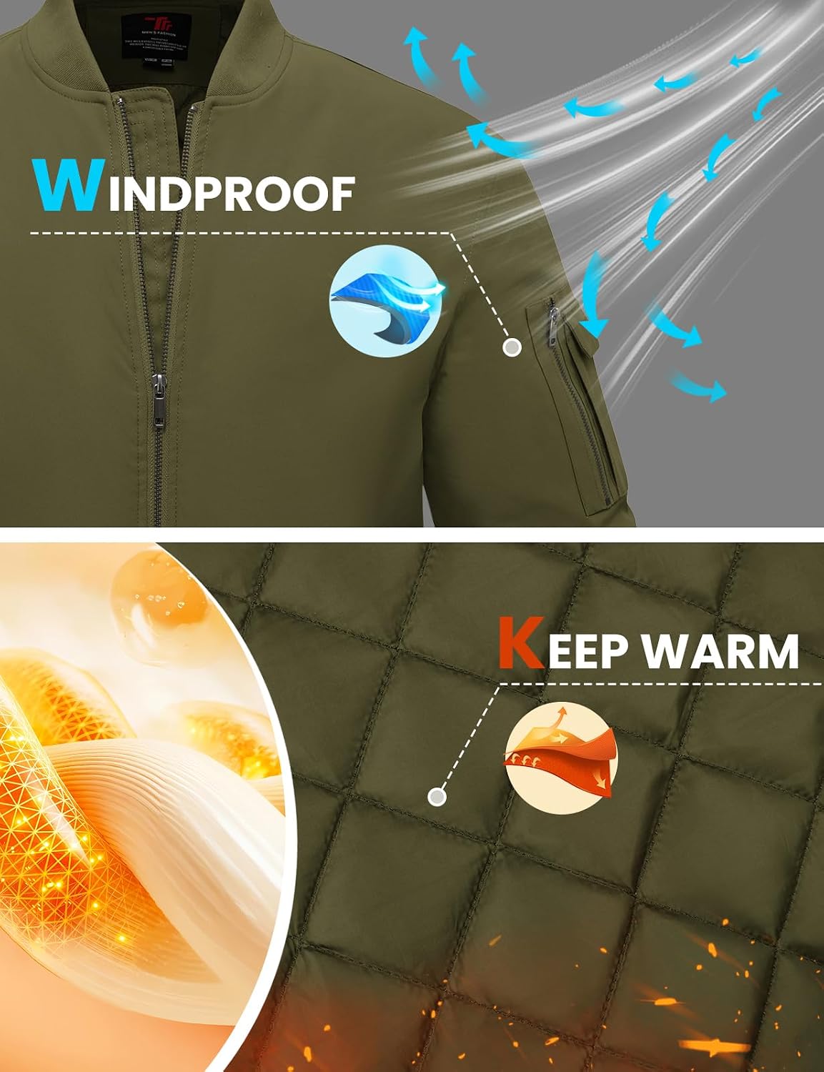 TBMPOY Men's Winter Bomber Jacket Fall Casual Windbreaker Softshell Jackets