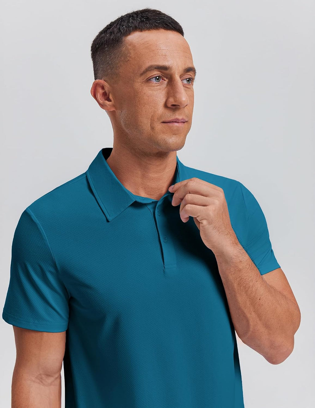 PINSPARK Men's Golf Polo Shirts UPF 50+ Moisture Wicking Collared Shirts