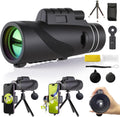 Monocular Telescope 80x100 High Powered Waterproof Monoculars for Adults with Smartphone Adapter Tripod Monocular for Wildlife Bird Watching Hunting Hiking Camping Travel, Black