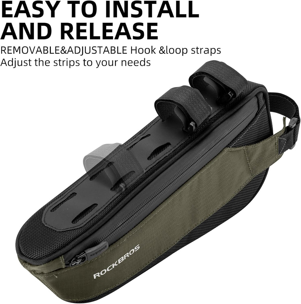 ROCKBROS Bike Frame Bag Top Bike Tube Bag Small Aerodynamic Green