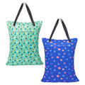 ALVA ALVABABY 2 Pack Large Wet Dry Bag Waterproof Hanging Cloth Diaper with Double Zippered Pockets 25x18 inches (Avocados and starfish)