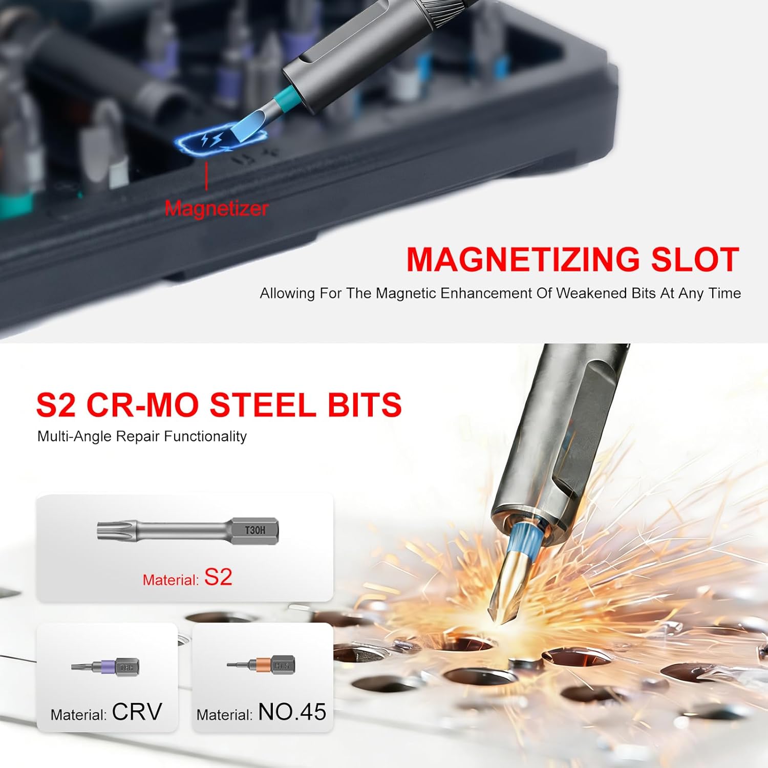 ANVANNA 42 in 1 Magnetic Screwdriver, Screwdriver Set, Multi Bit Ratcheting Screwdriver Set with Storage Case Repair Tool Kit for Computer, Eyeglass, Bicycles, Watch, Ring Doorbell, Furniture and DIY
