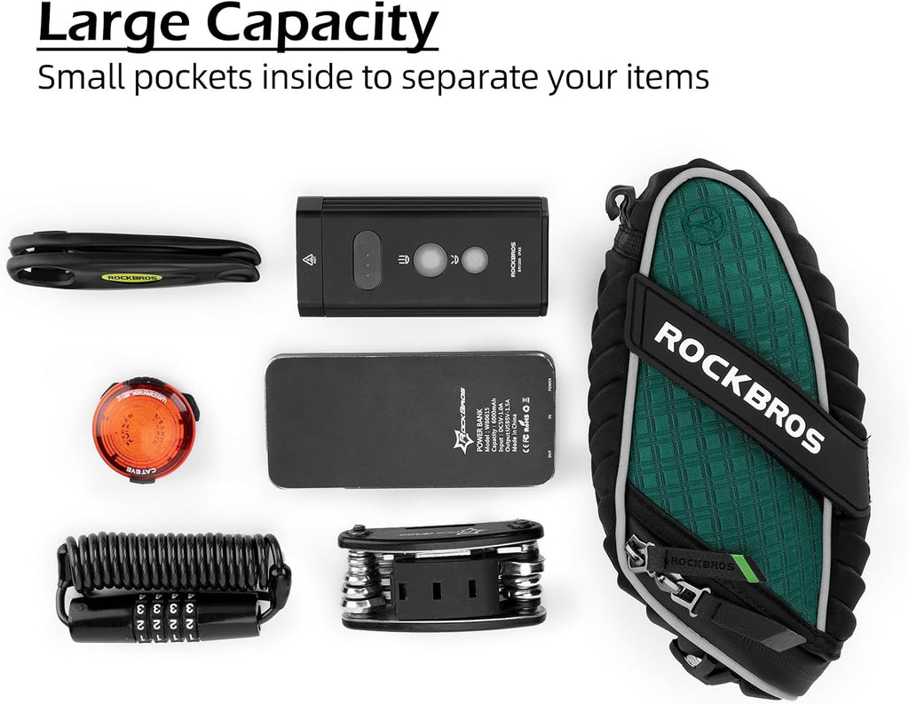 ROCKBROS Bike Saddle Bag Under Seat Bicycle Seat Bag 3D Shell for MTB/Road