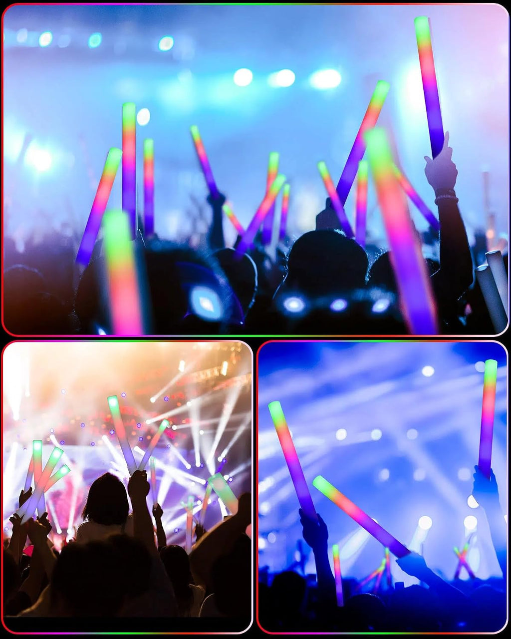 Maitys 60 Pcs Foam Stick Light up Glasses, Glow in the Dark Party Supplies
