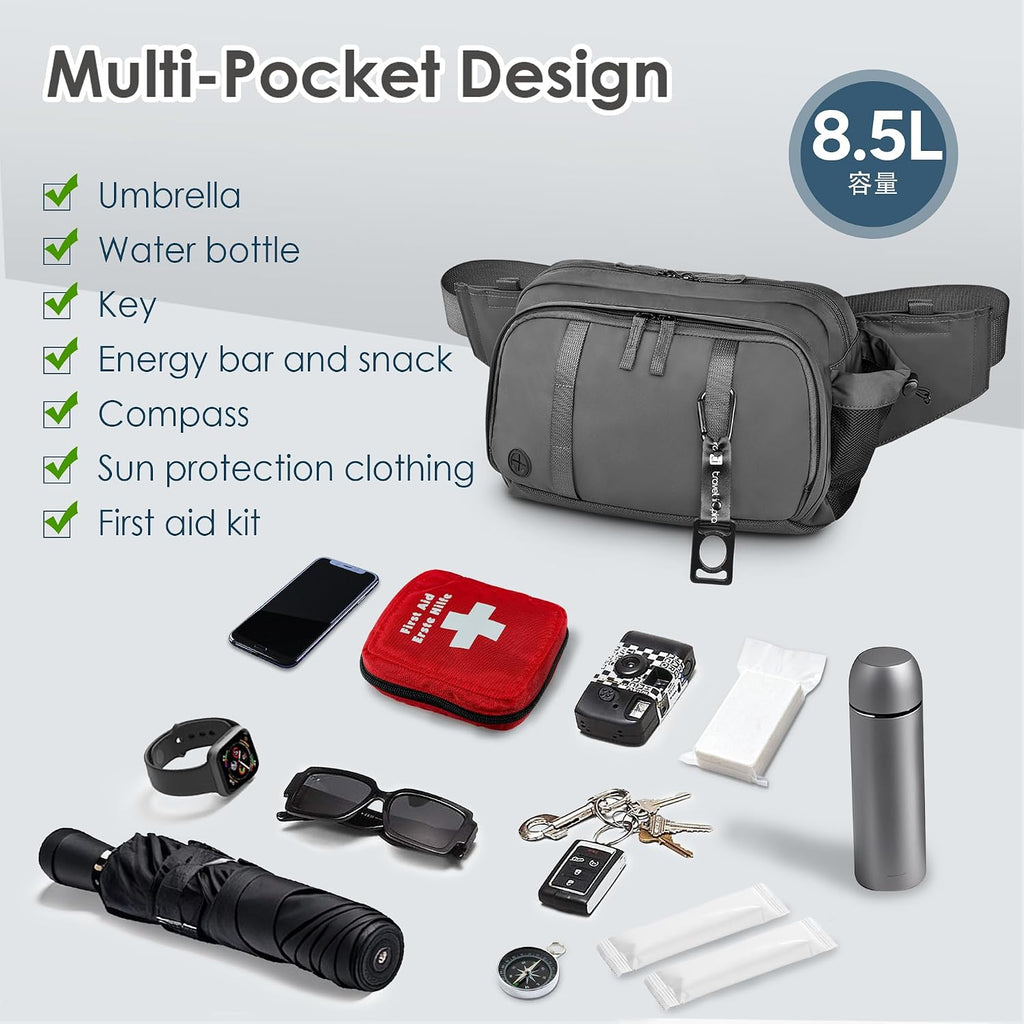 Large Crossbody Waist Bag Tactical Fanny Pack for Men Hip Bum Bag with Water Bottle Holder Adjustable Belt, Workout Traveling Casual Running Hiking Cycling