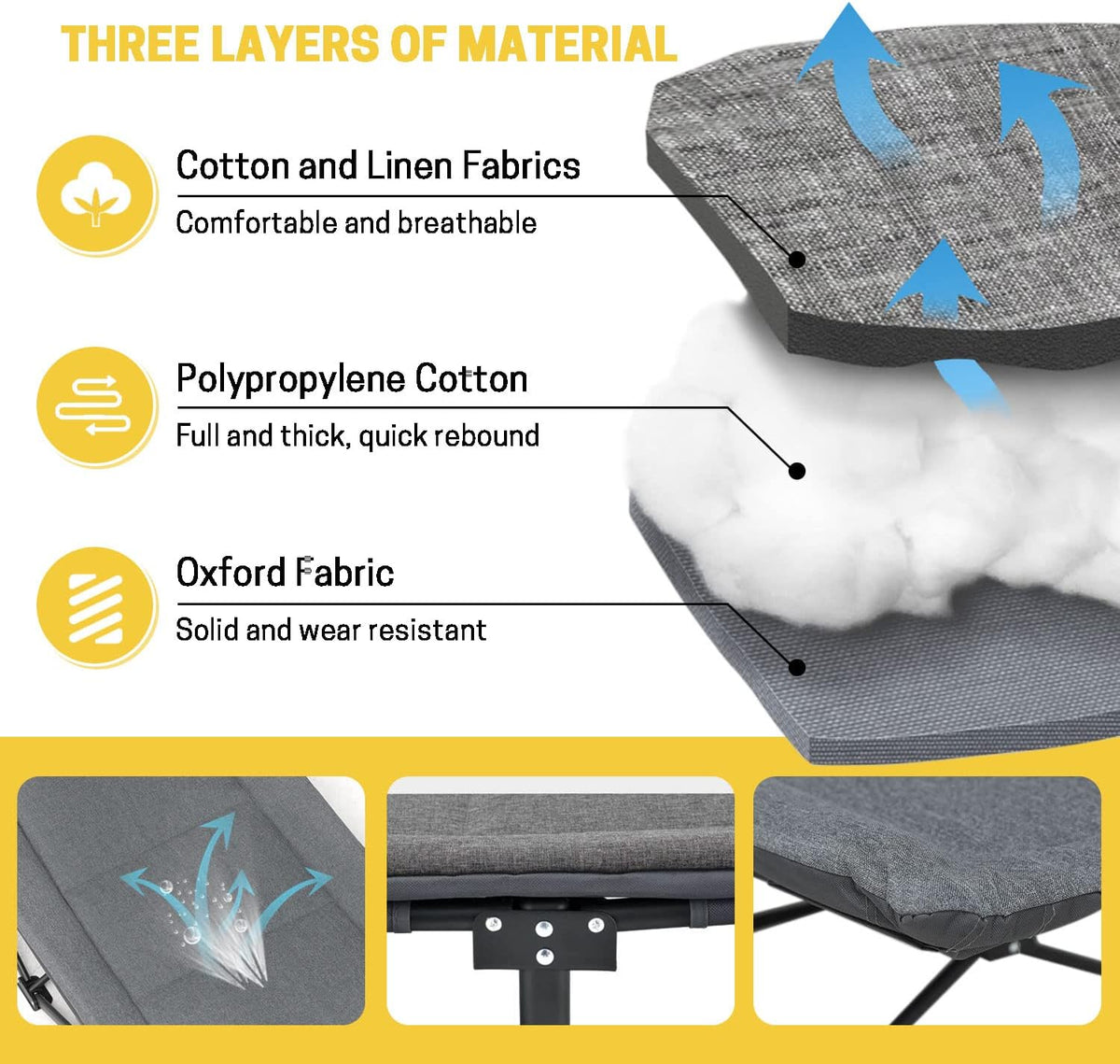 ATORPOK Folding Camping Cot for Adults with Cushion and Pillow