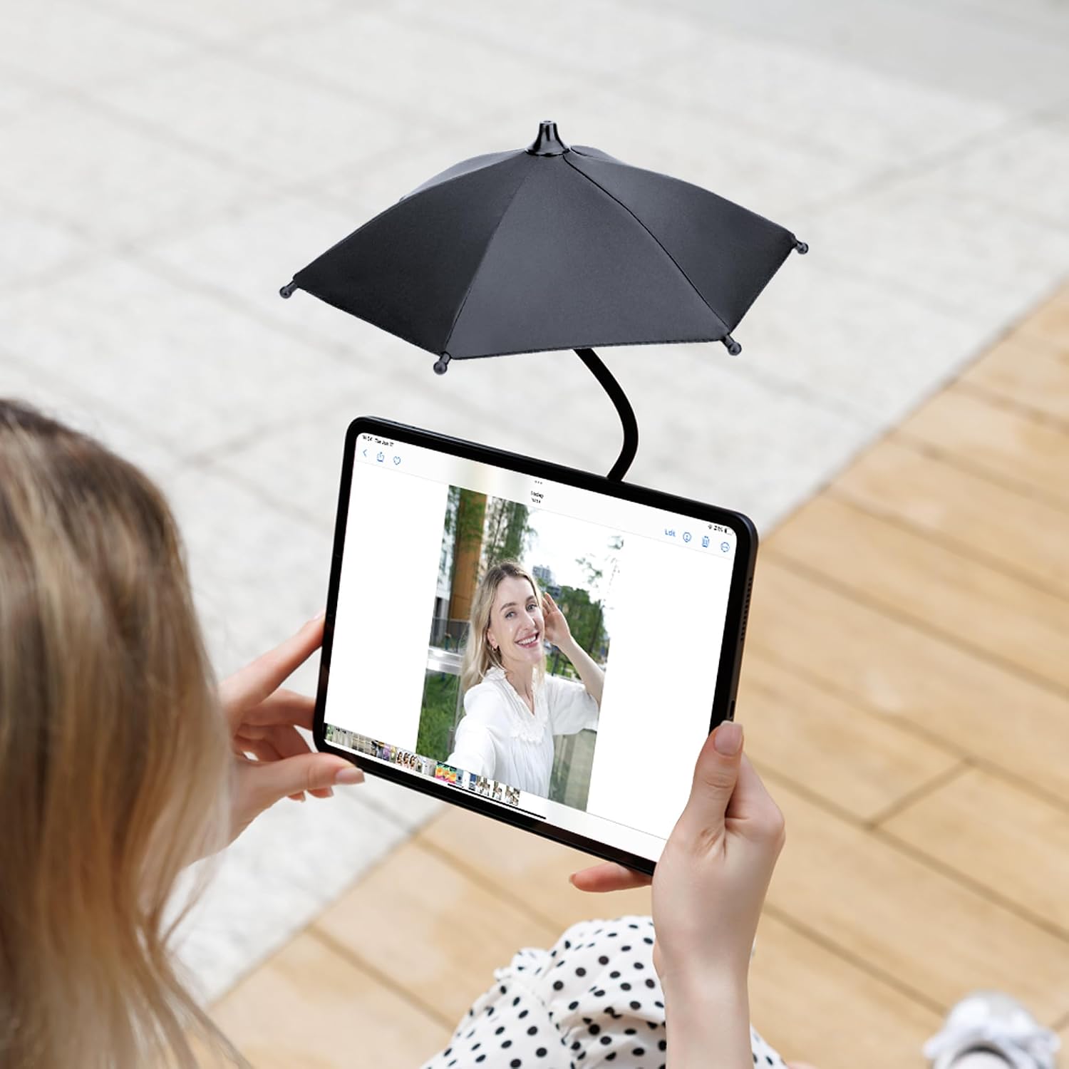 Kiorafoto Dual Magnetic Phone Umbrella for Sun,Cellphone Sunshade Shield Compatible with Magsafe Phone-Grip/Magsafe Car Phone-Holder,UPF45+ Phone Umbrella for iPhone 17 16 15 Pro Max Anti-Glare