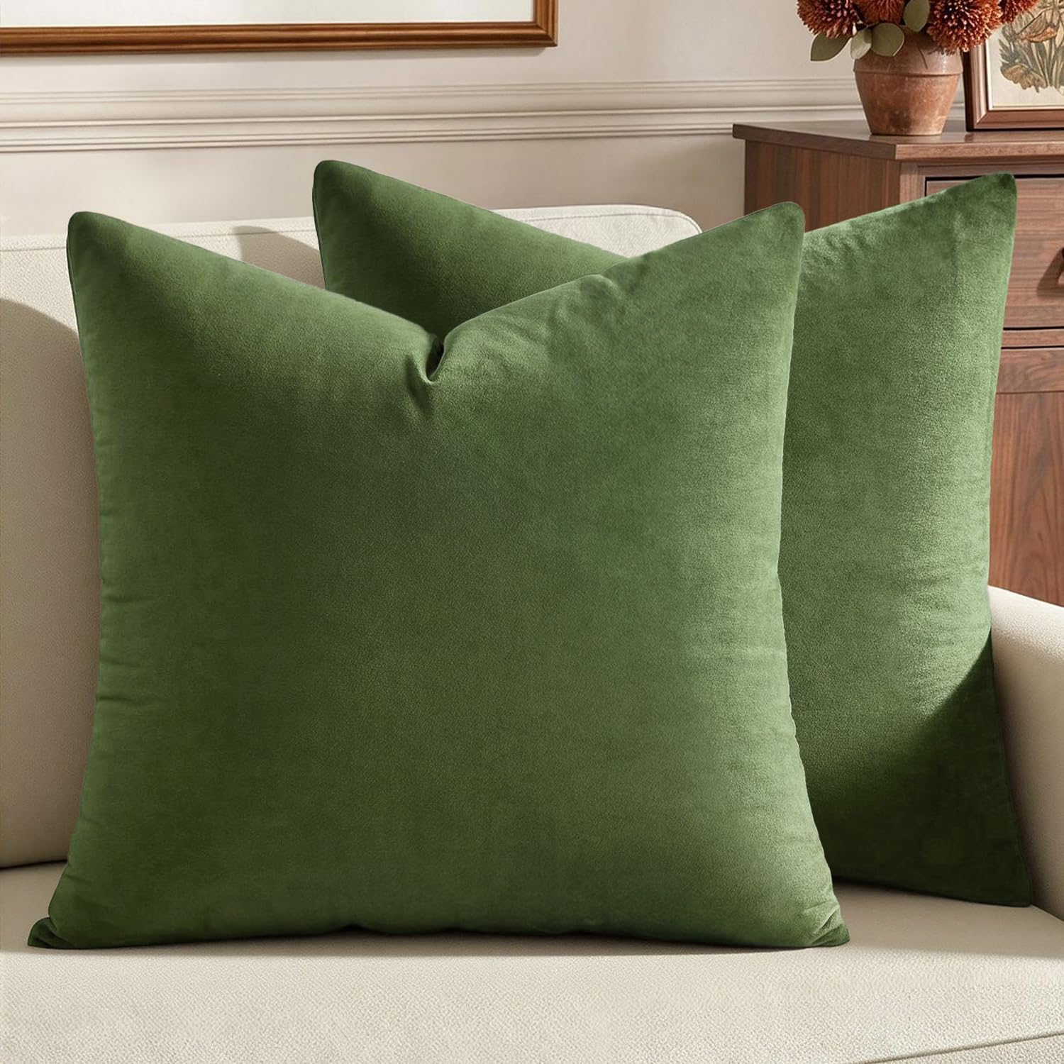 MIULEE Velvet Throw Pillow Covers 18x18 Inch Pack of 2 Black