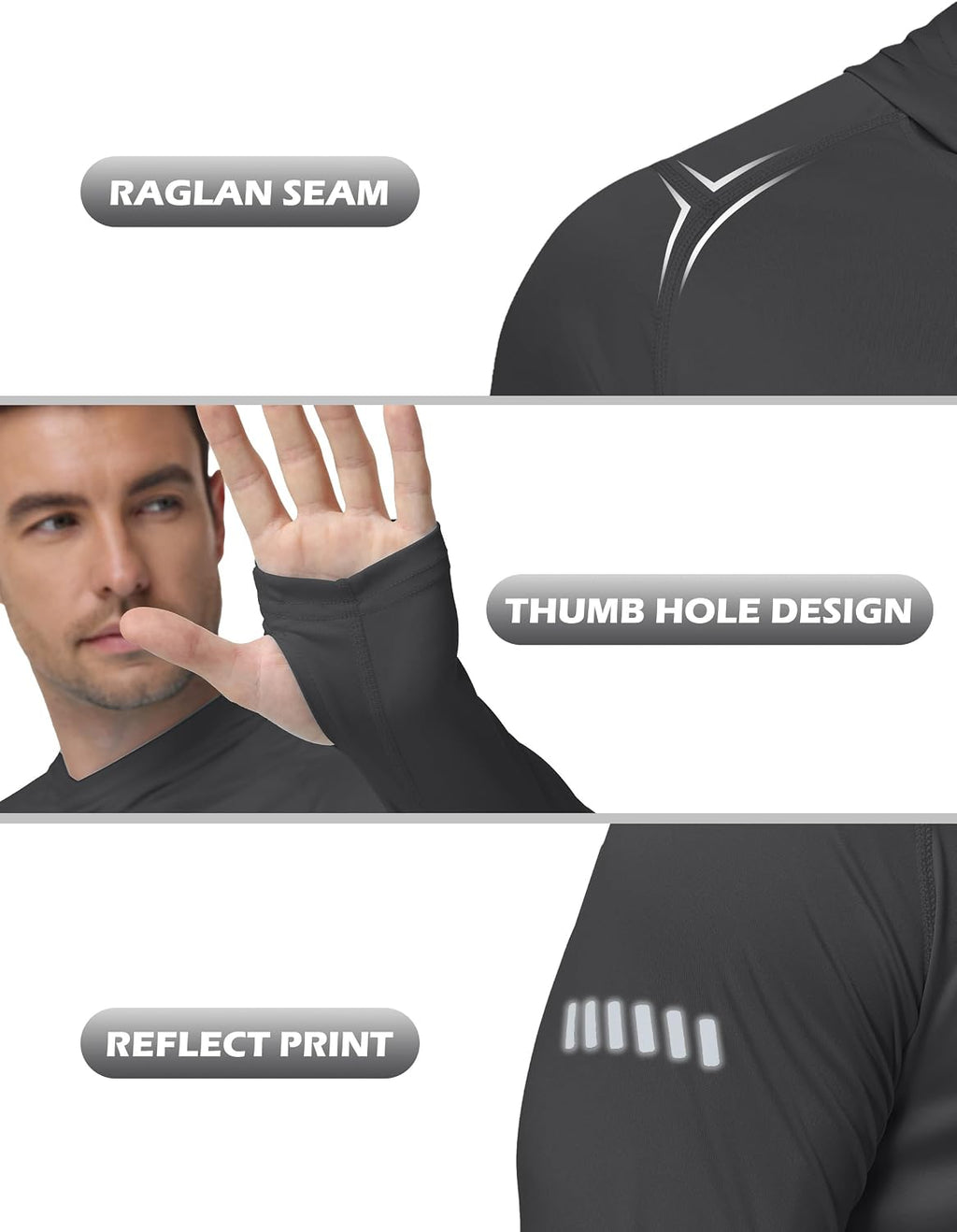 Roadbox Men's UPF 50+ Sun Hoodie, UV Long Sleeve Fishing Shirts Rash Guard