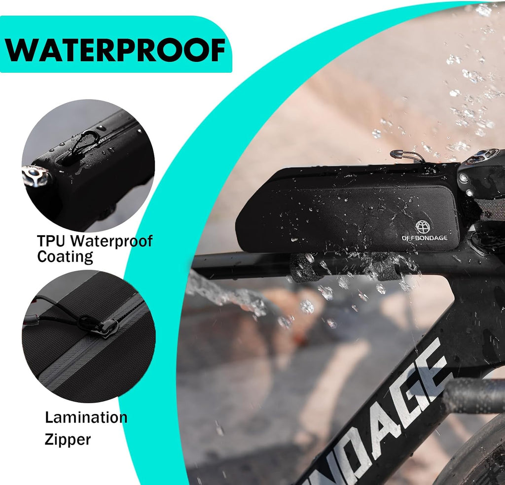Waterproof Bike Top Tube Bag - TPU Bolt-On & Strap Mount Frame Pack, Lightweight Aerodynamic Cycling Storage for Mountain/Road/Gravel Bicycle Accessories