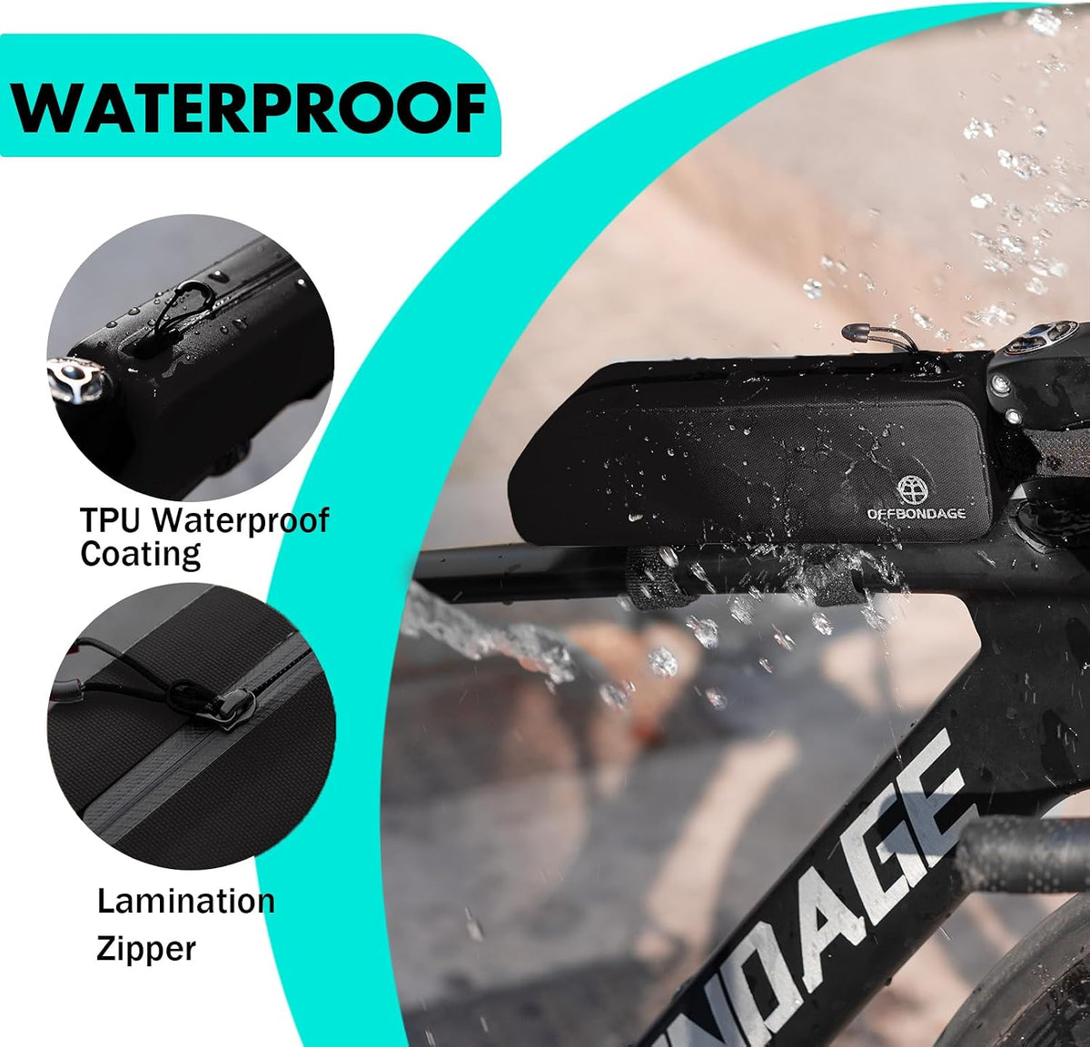 Waterproof Bike Top Tube Bag - TPU Bolt-On & Strap Mount Frame Pack, Lightweight Aerodynamic Cycling Storage for Mountain/Road/Gravel Bicycle Accessories