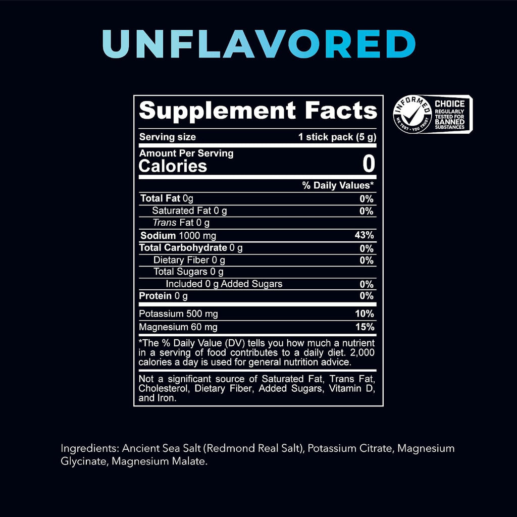 REDMOND Re-Lyte Sugar Free Electrolyte Powder Packets (Unflavored) 30ct
