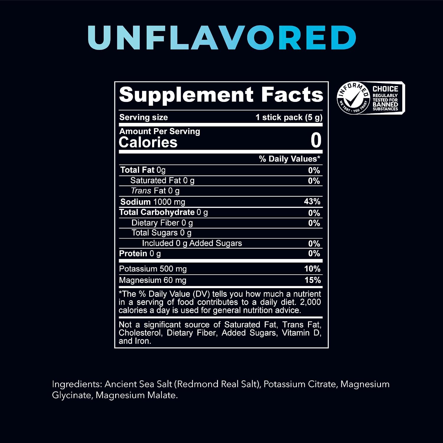REDMOND Re-Lyte Sugar Free Electrolyte Powder Packets (Unflavored) 30ct