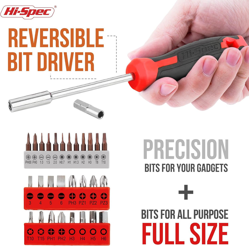 Hi-Spec Household Starter Tool Kit with Compact Carry Toolbox, Red
