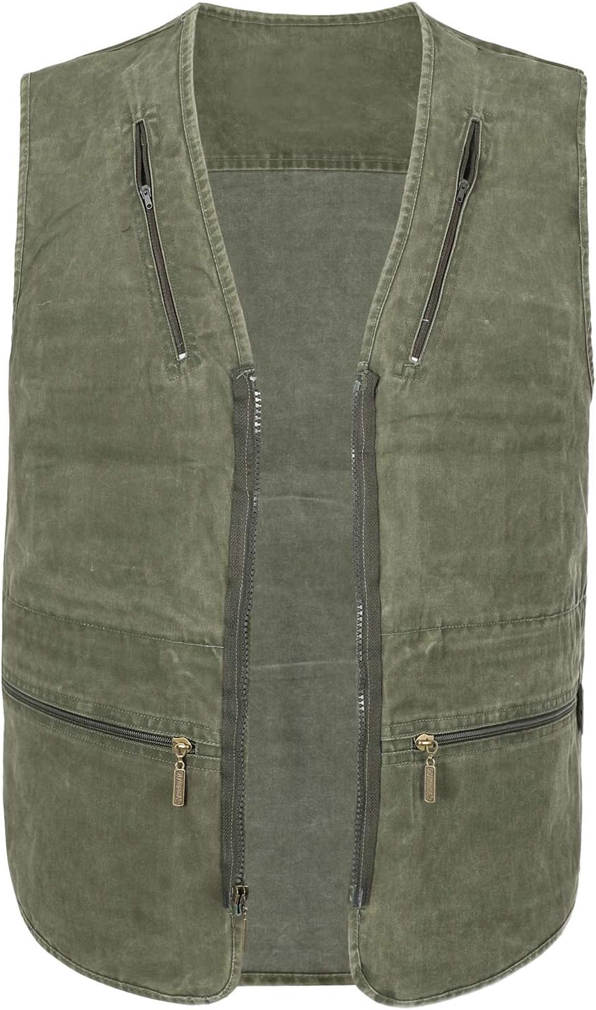 Spanye Mens Safari Travel Photo Vest Outdoor Fishing Multi Pocket Jacket Beige