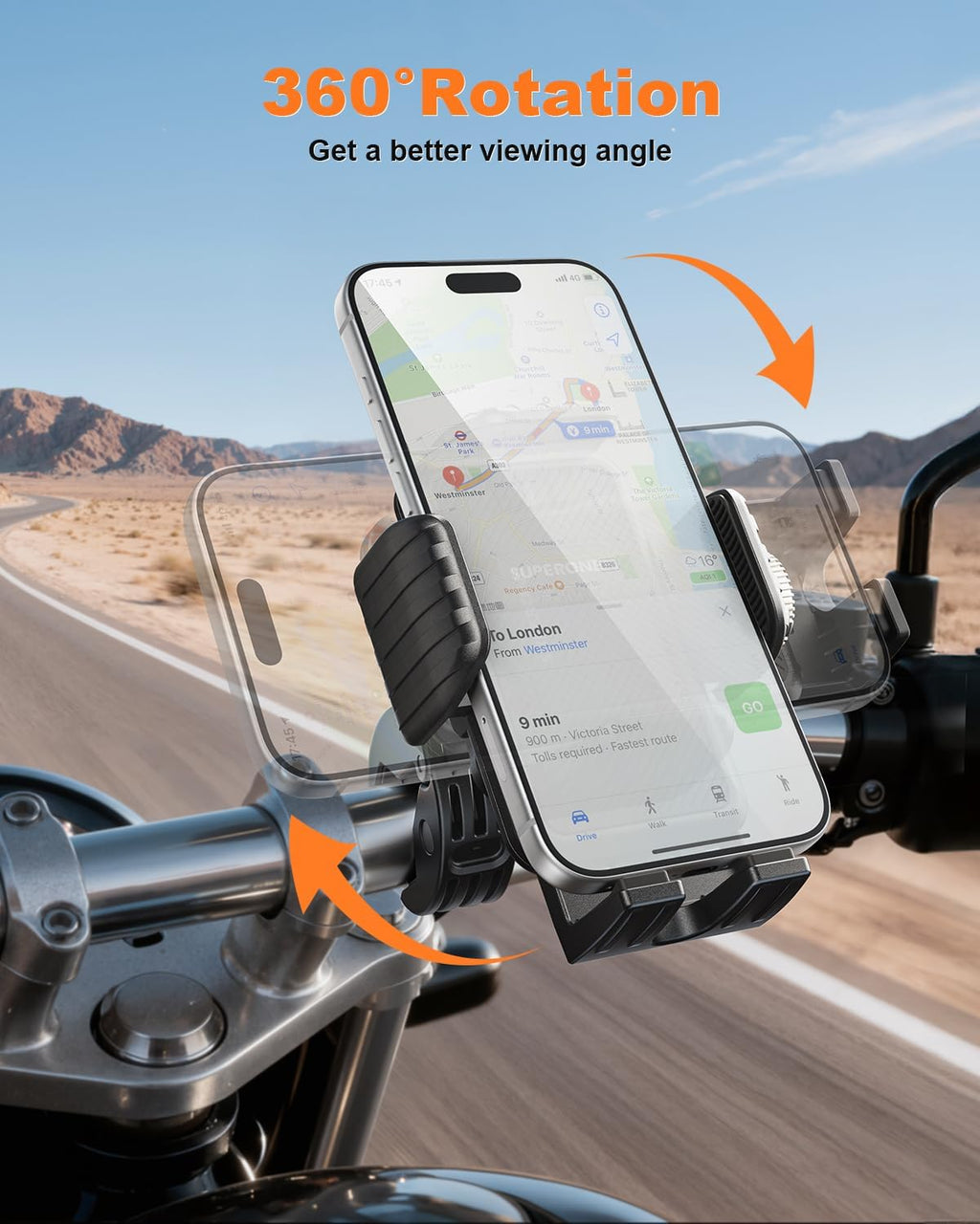 SUPERONE Motorcycle Bike Phone Mount with Upgrade Vibration Dampener