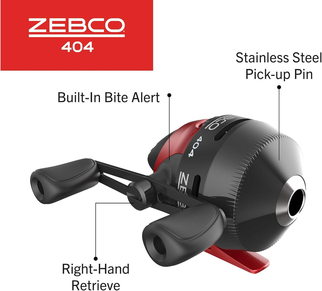 Zebco 202 & 404 Spincast Reels and Fishing Rod Combos (2-Pack), 5-Foot 6-Inch 2-Piece Fishing Pole, Size 30 and 40 Reels, Right-Hand Retrieve, Pre-Spooled with 10 lb and 15 lb Cajun Line, Black/Red