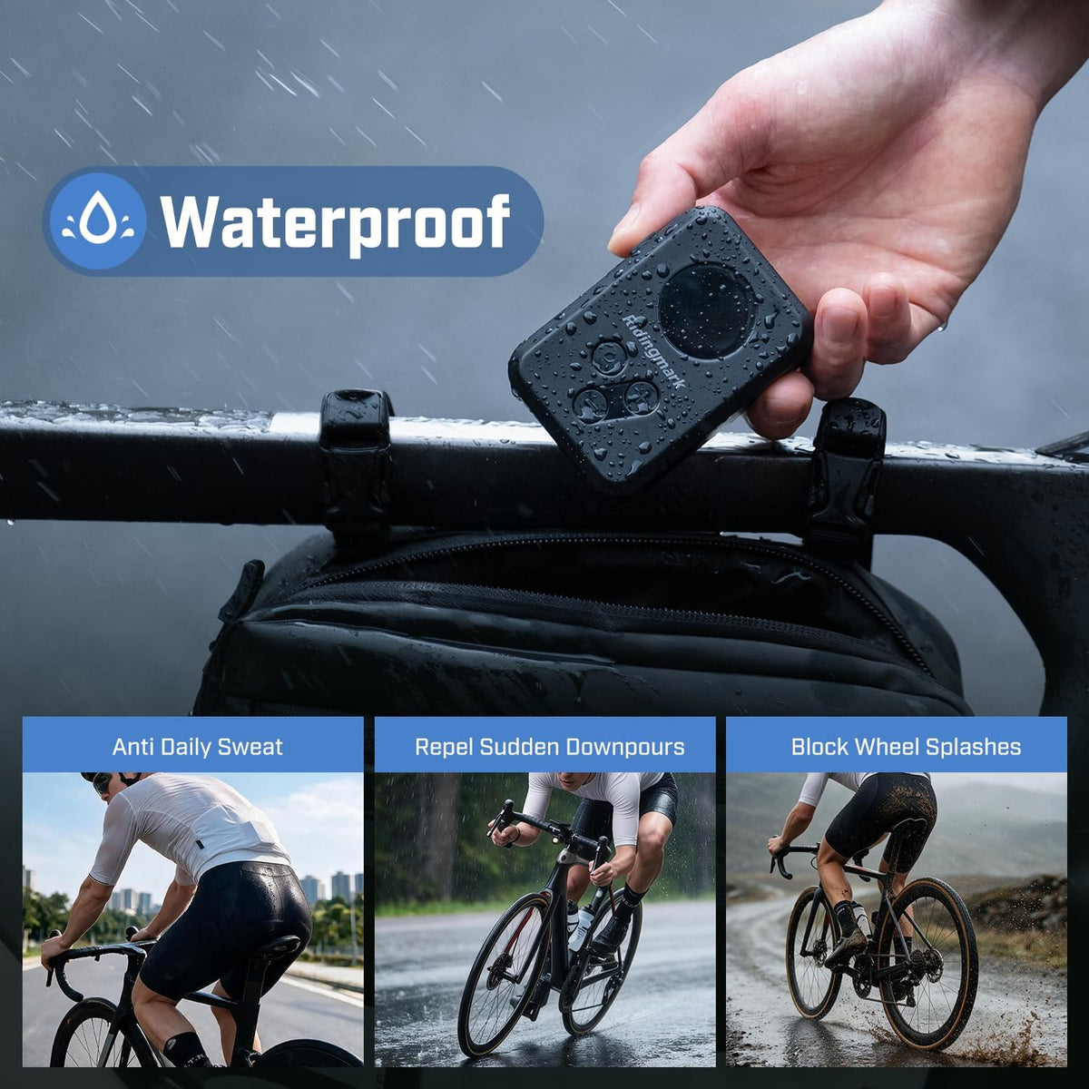 Waterproof Electric Bike Pump, Mini Bicycle Pump with Gauge