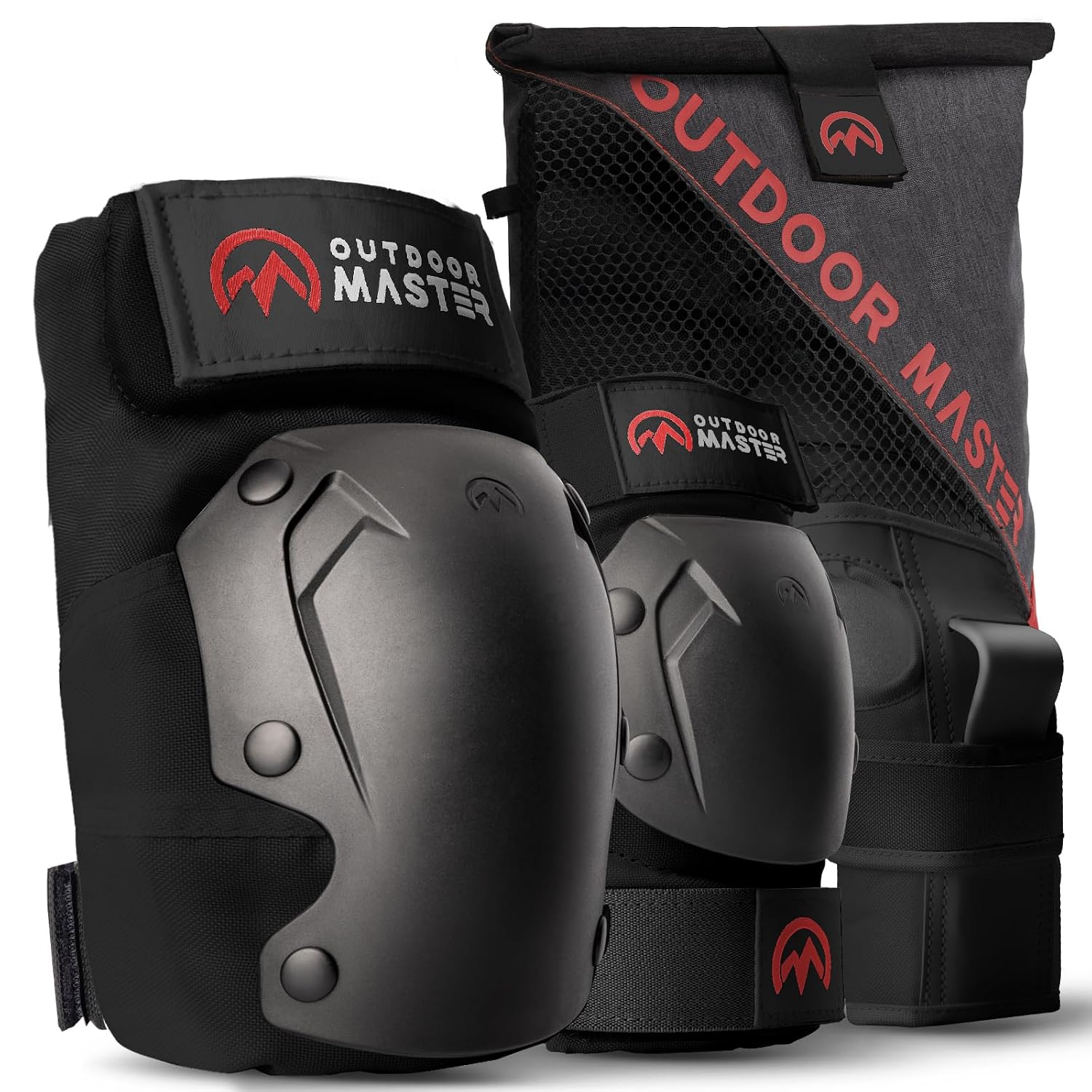 OutdoorMaster Skateboard Knee Pads Elbow Pads Wrist Guards for Adult Youth