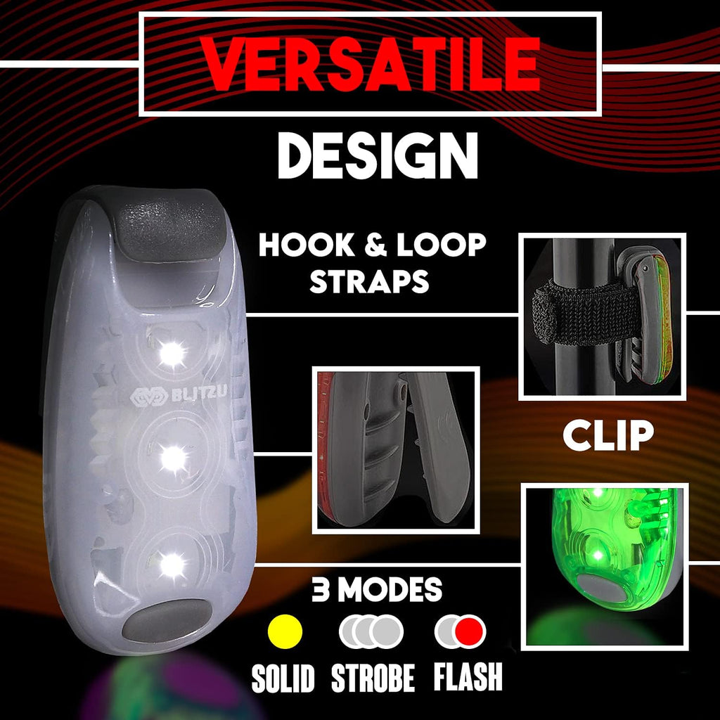 LED Safety Lights 4 Pack, Clip On High Visibility Strobe Light for Walk Run