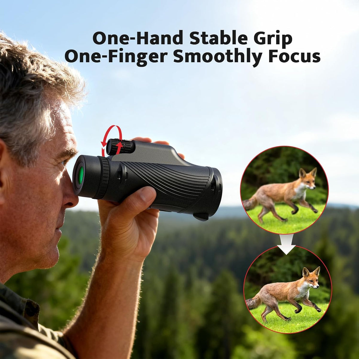 Monocular Telescope, 10x42 Monocular for Adults, BAK4 Prism & FMC Lens Monoculars for Adults High Powered, Waterproof Portable Monocular with Hand Strap for Bird Watching, Camping, Travel