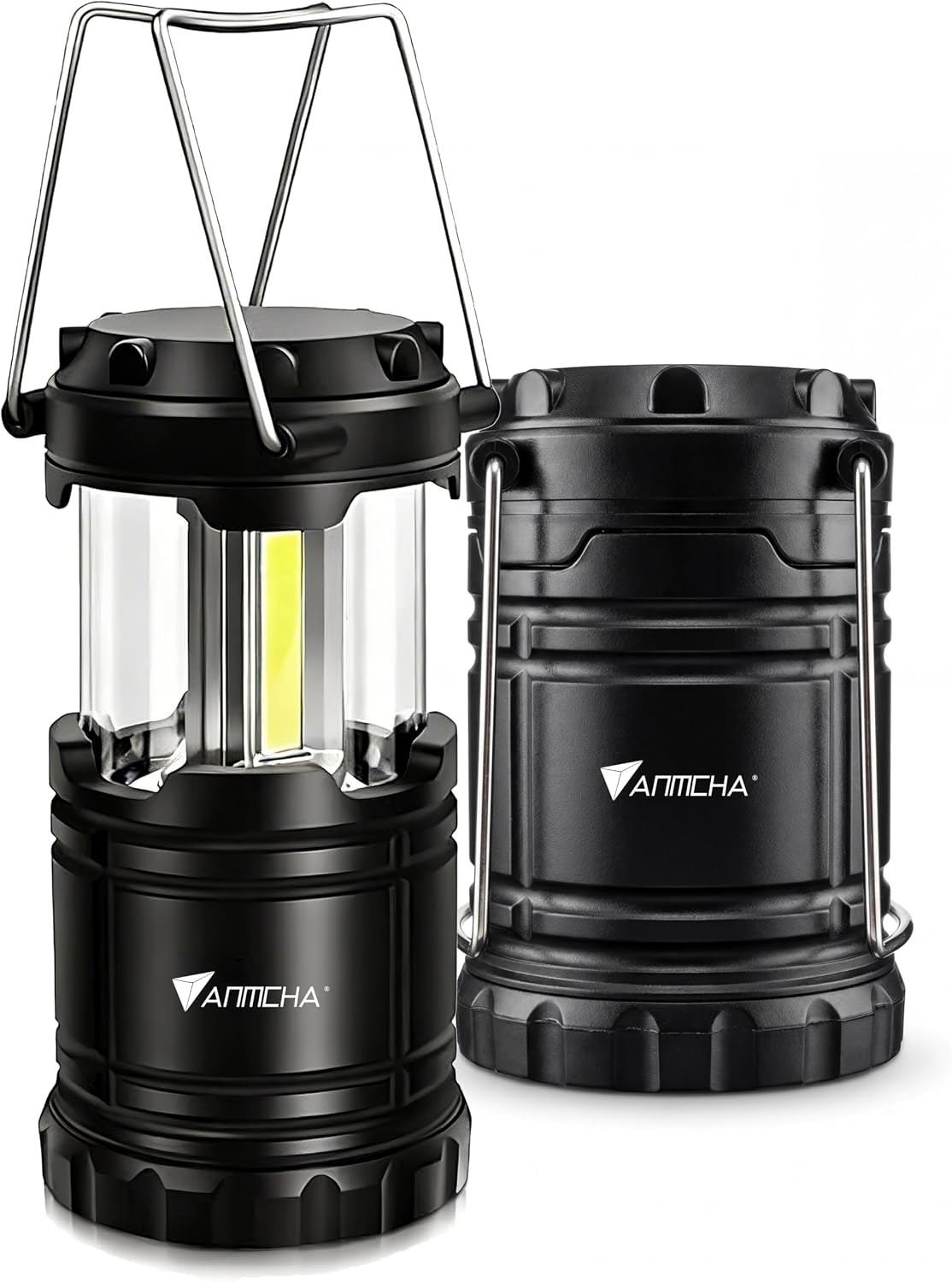 Collapsible LED Camping Lantern, COB Technology, Portable with Handle, Pack of 4, Gray