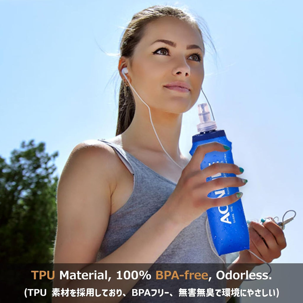 Azarxis TPU Soft Flask Collapsible Water Bottles BPA-Free 250ml 350ml 500ml for Hydration Vest Pack Running Hiking Cycling Climbing