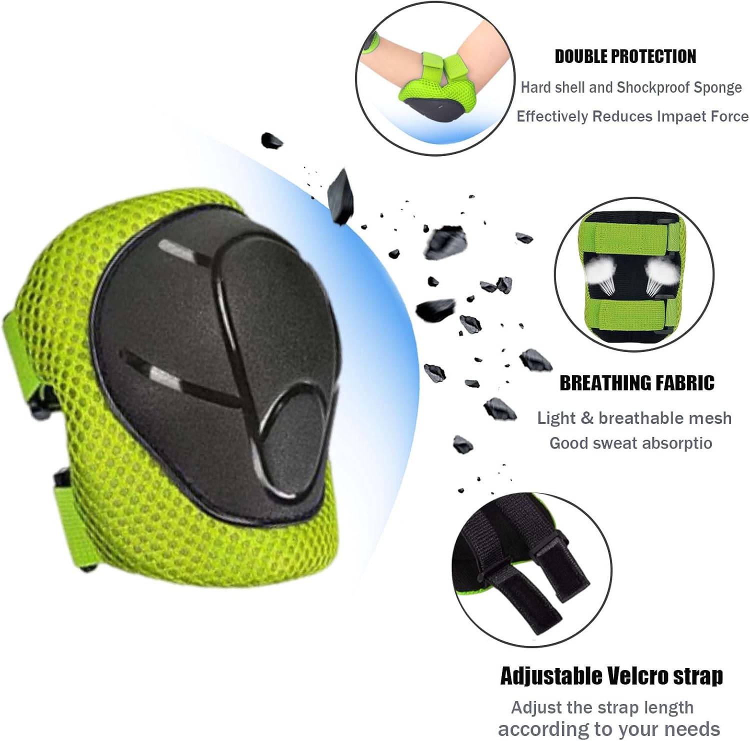 Kids/Youth Knee Pads Elbow Pads for 3-14Years Boys Girls 6 in 1 Kids Protective Gear Set Adjustable for Skating Cycling Bike Rollerblading Scooter Roller Skates