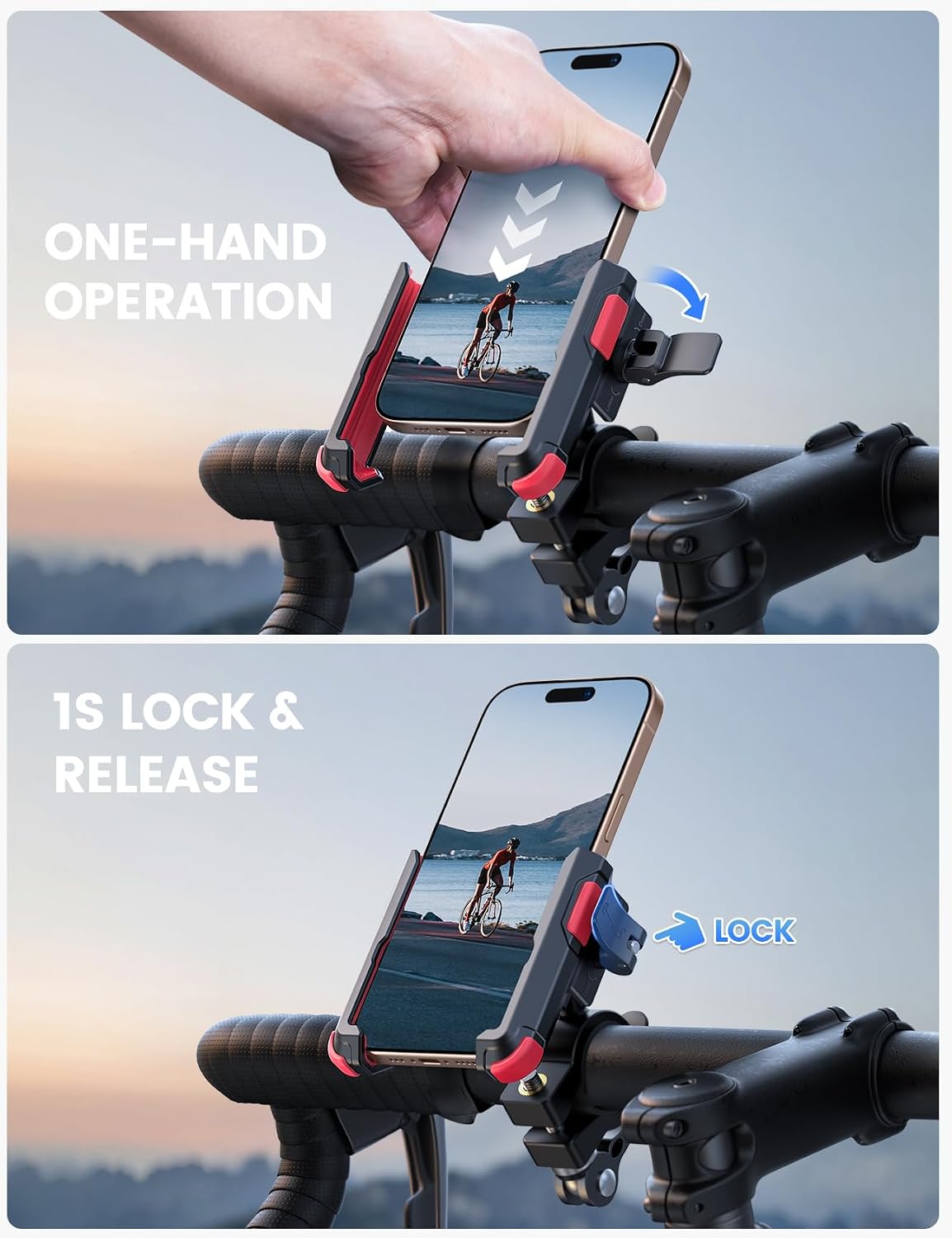 Lamicall Motorcycle Bike Phone Mount, 1s Lock Bike Phone Holder