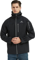 NORDIC OUTLAND Men's Waterproof Softshell Rain Jacket, Hooded Windbreaker 7 Pockets, Lightweight Shell for Outdoor Activities