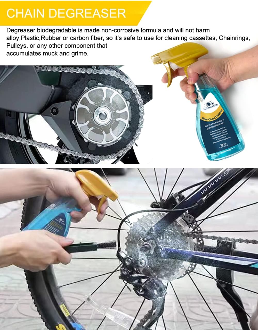 Bike Cleaning Kit - Complete Bicycle Maintenance Set with Degreaser, Lubricant, Chain Scrubber & Brushes for Mountain, Road, MTB, E-bikes