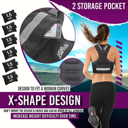"Aduro Sport Adjustable Weighted Vest Workout Equipment, 4-10lbs/11-20lbs/20-32lbs/26-46lbs Body Weight Vest for Men, Women, Kids"